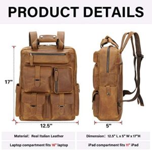 Here is the meta description:

"Stay organized with the Texbo Cowhide Leather backpack, featuring multiple pockets for laptops up to 17 inches and daily essentials. Durable leather construction for a stylish travel companion."