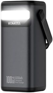 Here is the generated meta description:

"Power your devices on-the-go with ROMOSS PMT60 60000mAh power bank, featuring fast 100W charging and long-lasting illumination. Perfect for laptops, iPhones, iPads, and more devices."
