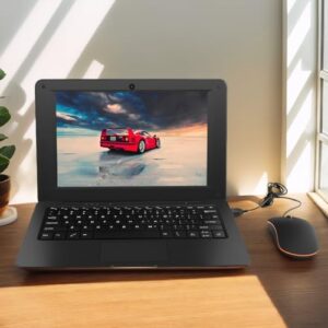 Discover the perfect mini laptop for kids and students! Quad-core powered by Android 12 with WiFi, webcam, Bluetooth, charger, mouse included. Choose from 4 color options (Black).