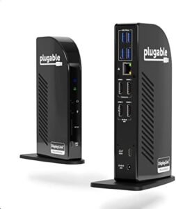 Here is the optimized SEO meta description:

"Transform your workspace with Plugable's versatile 14-in-1 USB C Docking Station. Multi-task with 4X HDMI, charging and more. Perfect for Windows, Thunderbolt and USB-C devices."
