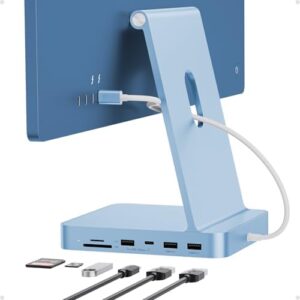 "Expand your iMac's capabilities with the PULWTOP 7-in-1 USB Hub, featuring high-speed USB-C, multiple A ports, and card readers. Perfect for multitasking and productivity."