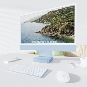 "Expand your iMac's capabilities with the PULWTOP 7-in-1 USB Hub, featuring high-speed USB-C, multiple A ports, and card readers. Perfect for multitasking and productivity."