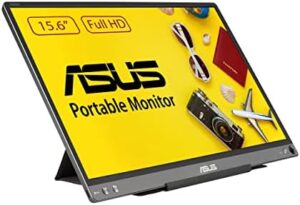 Here is the generated SEO meta description:

"Stay productive on-the-go with ASUS ZenScreen 15.6" FHD Portable Monitor, featuring IPS display, USB-C & USB 3.0 connectivity and a smart cover for protection. Perfect for laptops and MacBooks."
