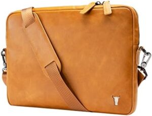 Protect your laptop in style with the TORRO genuine leather messenger bag, compatible with 13-14" laptops or MacBooks. Durable and water-resistant design.