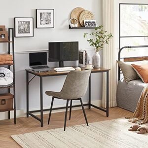 Elevate your home office with VASAGLE's industrial-style writing desk, featuring a steel frame and rustic brown/black design. Perfect for small studies or workstations, measures 47.2 x 23.6 x 29.5 inches.