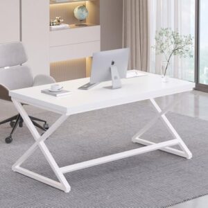 Elevate your home office with the IBF White Computer Desk, featuring a modern design, wooden and metal construction, and ample space for writing or gaming. Perfect for small spaces, 55 inches in length.