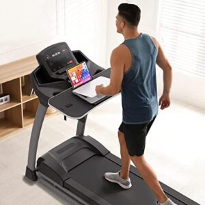Upgrade your workspace with the Miden Universal Treadmill Desk, featuring a laptop tray and triangular pad for ergonomic typing. Perfectly fits most treadmills, dimensions 36x15 inches.