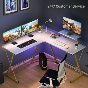 Elevate your workspace with the Mr Ironstone L Shaped Desk, featuring a large monitor stand and easy assembly. Perfect for home gaming or office use, this corner desk offers ample space to work and play (147 characters)