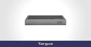"Transform your laptop experience with the Targus Universal USB 3.0 Dual Video 4K Laptop Docking Station, supporting up to 2 displays and featuring compact design for easy portability."