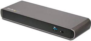 Here is the meta description:

"Transform your laptop setup with StarTech's Thunderbolt 3 docking station. Enjoy dual 4K monitors at 60Hz, DisplayPort connectivity and 85W power delivery, all in a sleek black design."