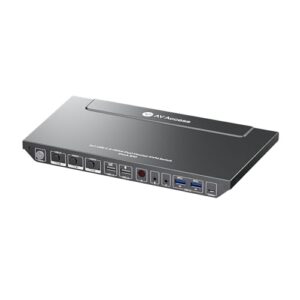 Here is the generated meta description:

"Upgrade your workspace with AV Access KVM Switch Dock for laptops and desktops, featuring dual 4K monitors, USB-C charging, Ethernet, and hotkey switching for seamless multitasking."