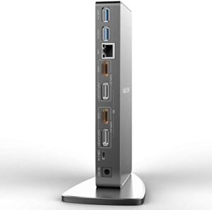 Here is the optimized SEO meta description:

"Boost your productivity with WAVLINK's Aluminum USB C/USB 3.0 docking station, featuring Displayport and HDMI for seamless connections, gigabit Ethernet, audio, and six USB ports for Windows or MacOS devices."
