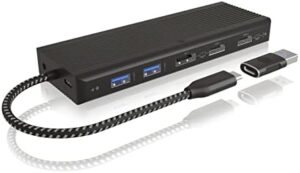 Here is the optimized SEO meta description:

"Maximize your productivity with the ICY BOX USB-C Docking Station, featuring 10-in-1 connectivity for dual monitors, 4 USB ports and more. Perfect for laptops, work or play."