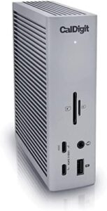 Optimize your workspace with the TS4 Thunderbolt Station, featuring 18 ports for seamless connectivity: 3x Thunderbolt 4, USB-C, USB-A, DisplayPort, 2.5GbE, SD, and microSD.