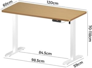 Elevate your work routine with the Oikiture Electric Standing Desk, featuring a control panel for effortless height adjustment. Perfect for office or study use, it measures 120 x 60cm and comes in white and oak finishes.