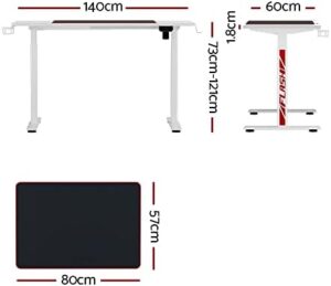 Elevate your gaming experience with the Artiss Electric Laptop Standing Desk, featuring height adjustment, RGB lighting, and a bonus mouse pad. Perfect for office or home use, dimensions 55x24 cm.