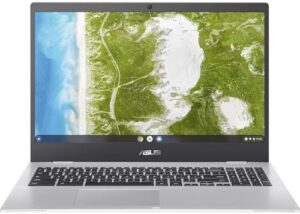 "Upgrade your mobile productivity with the ASUS 15.6 Inch Chromebook, featuring Intel Celeron N5100 Processor, 1.1 GHz speed, 8GB RAM and 64GB eMMC SSD storage."