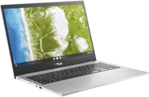 "Upgrade your mobile productivity with the ASUS 15.6 Inch Chromebook, featuring Intel Celeron N5100 Processor, 1.1 GHz speed, 8GB RAM and 64GB eMMC SSD storage."