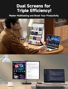 Here is the generated meta description:

"Upgrade your laptop setup with JSAUX FlipGo Lite's 1080P FHD portable monitor, featuring a built-in HUB and magnetic design for easy triple monitor setup. Perfect for Windows users."