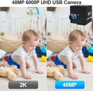 Capture stunning 8K videos and photos with the MMlove 48MP webcam featuring high-speed autofocus, 70-degree no distortion lens, and 4K 30FPS recording. Perfect for Zoom/FaceTime/Hangouts, PC/laptop, or Raspberry Pi use.