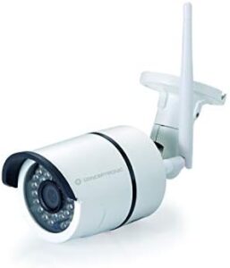 Here is the output:

"Enhance outdoor surveillance with Conceptronic JARETH HD Wireless Cloud IP Camera, offering wireless and wired connectivity, bullet or ceiling/wall mount options, for 24/7 security."