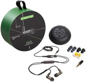 Experience crystal-clear sound with the Shure AONIC 3 Wired Earbuds, featuring a single driver and BassPort for deep bass. Enjoy secure in-ear fit and durable quality, compatible with Apple & Android devices.