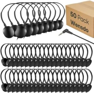 Discover durable Wensdo headsets perfect for students and kids' classrooms, featuring 3.5mm jacks and bulk pack of 50 earphones in black. Upgrade learning experiences with these reliable and affordable headphones!