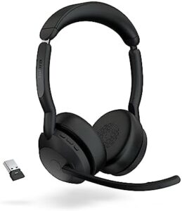 Immerse yourself in crystal-clear calls with the Jabra Evolve2 55 Stereo Wireless Headset, featuring AirComfort Technology, noise-cancelling mics and active noise cancellation. Perfect for Zoom & Google Meet users.