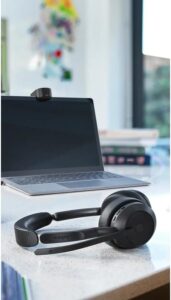 Immerse yourself in crystal-clear calls with the Jabra Evolve2 55 Stereo Wireless Headset, featuring AirComfort Technology, noise-cancelling mics and active noise cancellation. Perfect for Zoom & Google Meet users.