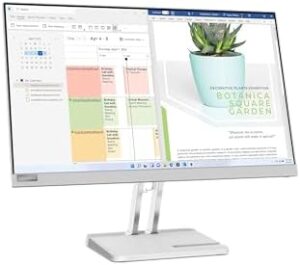 "Experience crisp visuals on the Lenovo L27e-40 Monitor's 27-inch Full HD screen with 100Hz refresh rate and AMD Freesync technology, perfect for gaming and everyday use."
