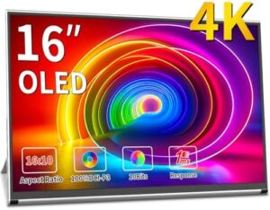 Discover the ultimate portable gaming experience with this 4K, UHD OLED monitor featuring 100% DCI-P3 color accuracy and HDMI/USB-C connectivity. Perfect for laptops, phones, Switch, and Xbox.