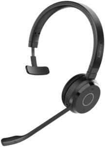 Experience noise-cancelling freedom with Jabra Evolve 65 TE's wireless single-ear headphones, featuring 16 hours battery life and seamless connectivity to Zoom & Google Meet.