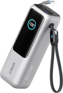Here is the optimized meta description:

"Power your devices anywhere with Anker's 25,000mAh Portable Charger featuring triple USB-C ports for multi-device charging and built-in retractable cables. Compatible with iPhone 16/15 Series, MacBook, Samsung and more."