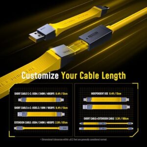 Get fast charging and data transfer with the AOHI 240W USB4 Cable Set, supporting PD3.1 Type-C and 8K HD displays for iPhone 15, MacBook Pro, laptops, hubs, and docking stations.