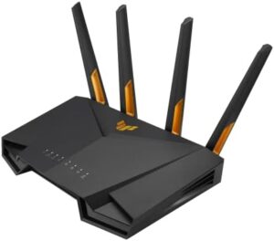 Unlock fast and reliable gaming with the ASUS TUF Gaming AX4200 router, featuring dual-band WiFi 6, mobile game mode, and robust security. Perfect for gamers seeking lag-free online play.