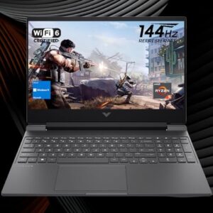 "Unleash gaming thrills with the HP Victus 15.6 laptop, featuring Ryzen 5 7535HS processor, AMD Radeon RX 6550M graphics and 16GB DDR5 RAM for a seamless experience."