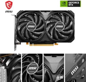 "Upgrade your gaming experience with the MSI GeForce RTX 4060 Ventus 2X Black 8G OC Graphics Card, featuring NVIDIA's latest technology and 17 Gbps memory. Experience AI-powered gaming with DLSS3."