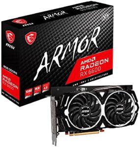 Unlock intense gaming performance with the MSI Radeon RX 6600 ARMOR 8G V1 Gaming Graphics Card. Experience 2044/2491 MHz GPU speeds and 8000MB DDR6 memory for seamless gameplay.