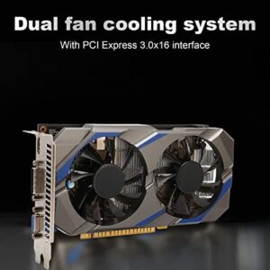 Boost your gaming experience with Goshyda GTX 750 Ti Graphics Card, featuring 4GB GDDR5 and PCI Express 3.0x16 interface. Two fans ensure reliable performance with HDMI, DP, DVI-D connectivity.