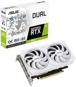 Here is the optimized SEO meta description:

"Upgrade your gaming experience with the ASUS Dual NVIDIA GeForce RTX 3060 White OC Edition, featuring 8GB GDDR6 memory and PCIe 4.0 compatibility. Enjoy seamless performance and stunning visuals."