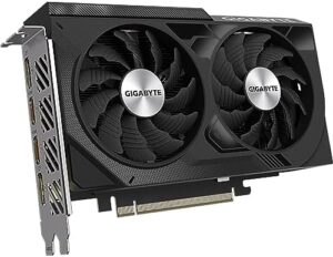 "Boost gaming performance with the Gigabyte NVIDIA GeForce RTX 4060 WINDFORCE OC Graphics Card, featuring 8GB GDDR6, 128-bit PCI-E 4.0 and 2475MHz core clock, ideal for 2K gaming and ray tracing."