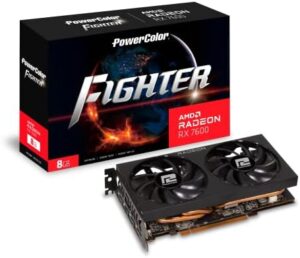 "Upgrade your gaming experience with the PowerColor Fighter AMD Radeon RX 7600 graphics card, featuring 24GB GDDR6 memory and 256-bit bus interface for smoother gameplay. Enhance your PC's performance and enjoy stunning visuals."