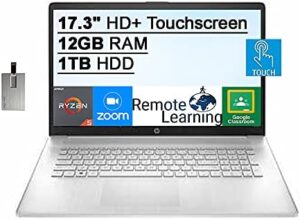 Discover the powerful 2021 HP laptop with a 17.3" HD+ touchscreen, AMD Ryzen 5 processor, and 12GB RAM. Perfect for work and play, with Radeon graphics, audio, webcam, and more.