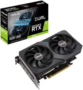 "Experience intense gaming with the ASUS Dual NVIDIA GeForce RTX 3060 V2 graphics card featuring 12GB GDDR6 memory, HDMI 2.1 and DisplayPort 1.4a, perfect for playing popular games at high settings. Enjoy up to $50 off!"