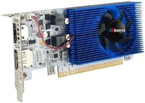 "Upgrade your gaming setup with the SRhonyra GT 1030 Graphics Card, featuring 4GB GDDR4 memory and low profile design for easy installation. Compatible with DirectX 12 and OpenGL 4.5, perfect for gamers and creatives."