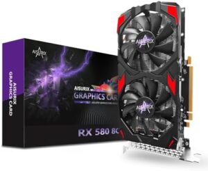 Upgrade your gaming experience with the Kelinx AISURIX RX 580 Graphics Card, featuring 2048SP, real 8GB of memory and GDDR5 technology. Perfect for desktop computer gaming GPUs, with freeze fan stop for quiet operation.