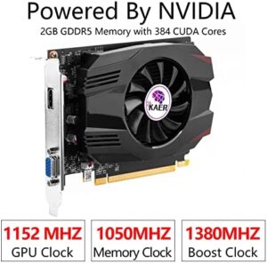 Upgrade your gaming experience with the KAER GT 1030 Graphics Card, featuring 2GB GDDR5 memory, DirectX 12 support, and PCI Express 3.0 x4 connectivity for smooth 4K gameplay.