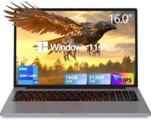 "Upgrade your gaming experience with this powerful laptop featuring 16GB RAM, 512GB SSD, and 16"FHD display. Enjoy smooth performance with Windows 11 Pro and N100 CPU. Perfect for gamers on-the-go."