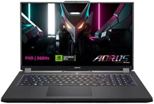 Experience lightning-fast gaming with the GIGABYTE AORUS 7 laptop, featuring a 17.3" FHD display, NVIDIA GeForce RTX 4060 GPU, Intel Core i5 processor, and up to 16GB RAM.