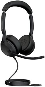 Upgrade your calls and meetings with the Jabra Evolve2 50 Wired Stereo Headset, featuring AirComfort Technology, noise-cancelling mics and active noise cancellation. MS Teams certified for seamless connectivity.